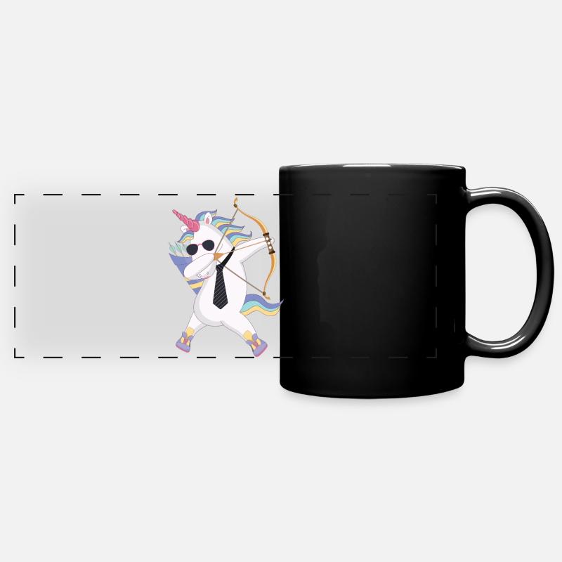 Dabbing Unicorn mit Pfeil und Bogen Geschenk - Panorama-Tasse farbig - Schwarz