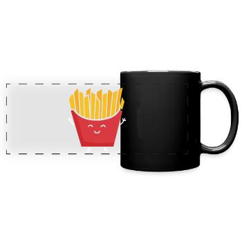 Pommes Pommes Frites - Panorama-Tasse farbig - Schwarz - Vorne