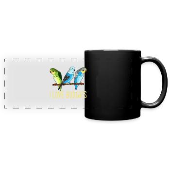 Budgie, Budgie Vintage, Budgie - Full Colour Panoramic Mug - black - Front