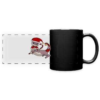 Loutre de Noël - Mug panoramique uni - noir - Devant