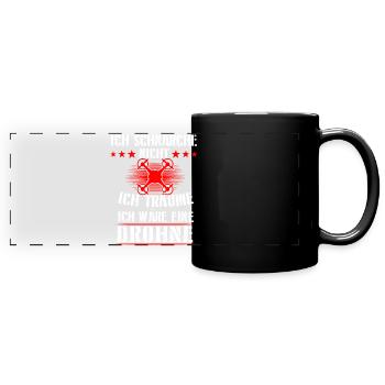 Drohne Drohnen Quadcopter Geschenk - Panorama-Tasse farbig - Schwarz - Vorne