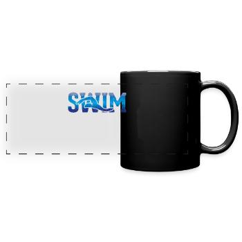 Outline of a swimmer - swimming - Full Colour Panoramic Mug - black - Front