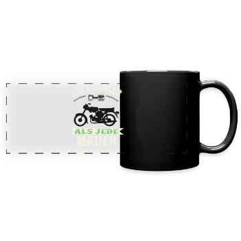 Moped s50 s51Hält länger als jede Mauer Simme - Panorama-Tasse farbig - Schwarz - Vorne