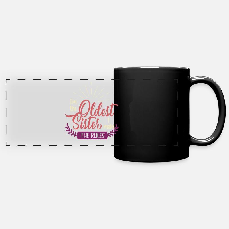 Siblings, siblings middle child, oldest - Full Colour Panoramic Mug - black