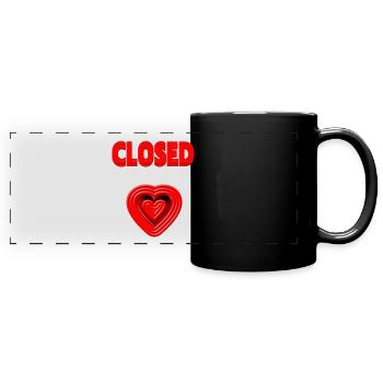 HEART closed - Herzschmerz - Liebeskummer V.2 - Panorama-Tasse farbig - Schwarz - Vorne