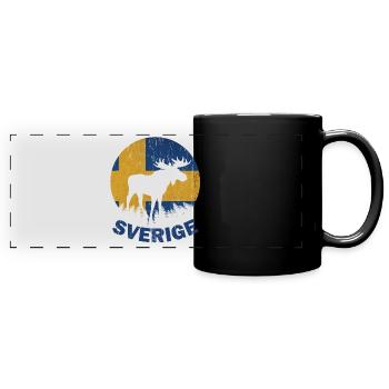Schweden Reise Elch Skandinavien Geschenkidee - Panorama-Tasse farbig - Schwarz - Vorne