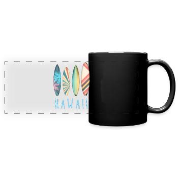Hawaii Surfing Paradise Surfboards - Full Colour Panoramic Mug - black - Front