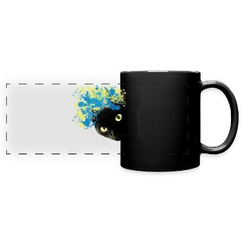 Black Cat Water Color - Full Colour Panoramic Mug - black - Front