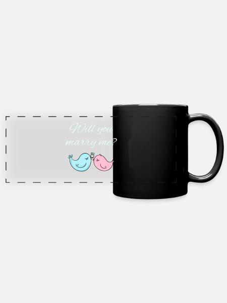 Hochzeitsantrag - Panorama-Tasse farbig - Schwarz