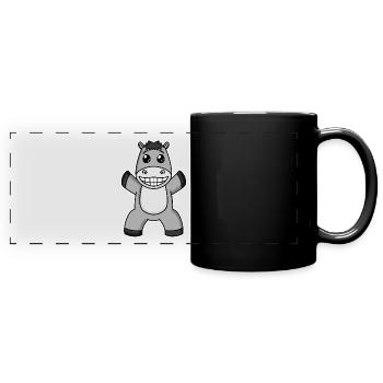 Esel - Panorama-Tasse farbig - Schwarz - Vorne
