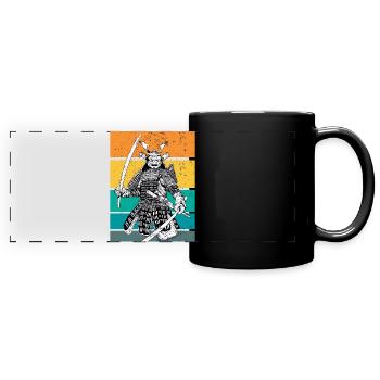 kampfkunst japanischer Samurai beim Ritual - Panorama-Tasse farbig - Schwarz - Vorne