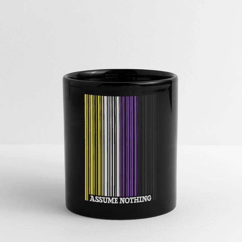 Code à barres Nonbinary Flag Enby Genderqueer LGBT Mug panoramique uni