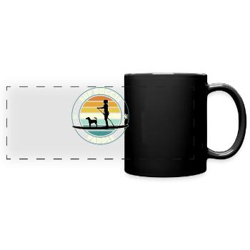 SUP DOGGIE PADDLE for Standup Paddler with Dog - Full Colour Panoramic Mug - black - Front
