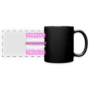 Vorsicht schwangere Praxisanleiterin - Panorama-Tasse farbig - Schwarz - Vorne