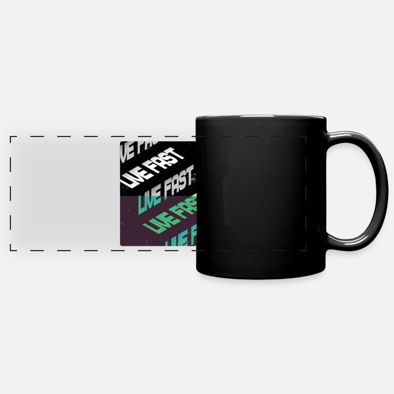 Live Fast Green Black Stairs - Full Colour Panoramic Mug - black