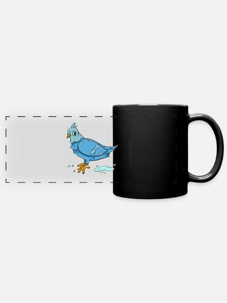 Taube - Lustiger Vogel - Panorama-Tasse farbig - Schwarz