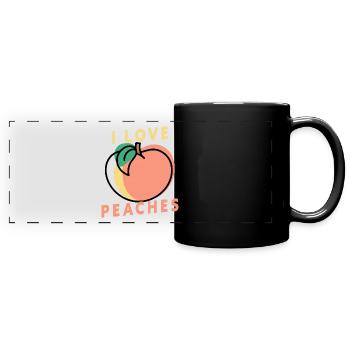 I Love Peaches Fruit Vegetarian Vegan - Mug panoramique uni - noir - Devant