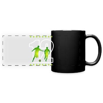 Fußball Trikotnummer 12 - Panorama-Tasse farbig - Schwarz - Vorne