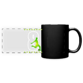 Fußball Trikotnummer 08 - Panorama-Tasse farbig - Schwarz - Vorne