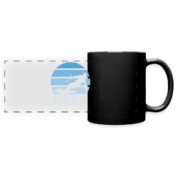 Kite Kiteboarding Surfer Windsurfing Vintage Sunset - Full Colour Panoramic Mug - black - Front