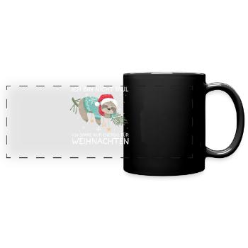 Weihnachten Faulenzer Faultier - Panorama-Tasse farbig - Schwarz - Vorne