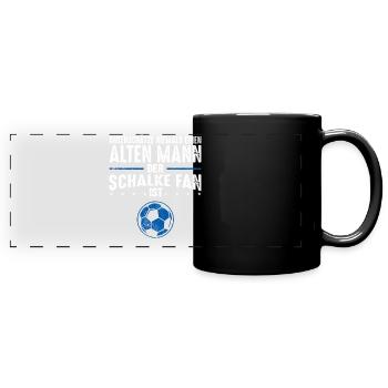 Alter Mann - Schalke Fan | Retro Spruch - Panorama-Tasse farbig - Schwarz - Vorne