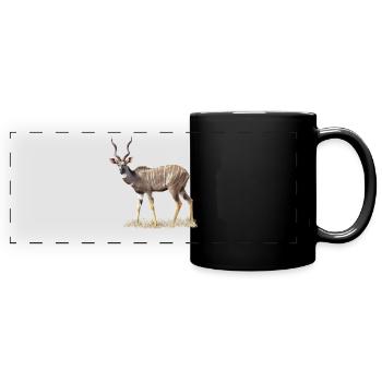 Kudu - afrikanische Antilope - Kenia / Afrika - Panorama-Tasse farbig - Schwarz - Vorne