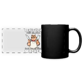 Metzger Geselle Fleischer Meister Lustig - Panorama-Tasse farbig - Schwarz - Vorne