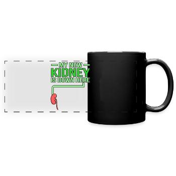 Le rein est en bas ici - Mug panoramique uni - noir - Devant