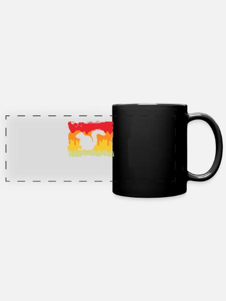 Eichhörnchen Retro - Panorama-Tasse farbig - Schwarz