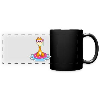 Été de la nage dans la nage de girafes - Mug panoramique uni - noir - Devant