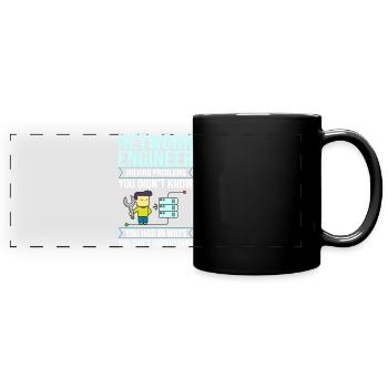 Netzwerkingenieur Network Engineer Computer - Panorama-Tasse farbig - Schwarz - Vorne