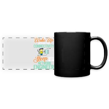 Netzwerkingenieur Network Engineer Computer - Panorama-Tasse farbig - Schwarz - Vorne