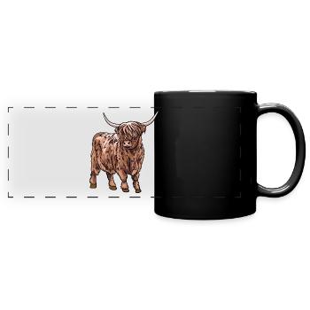 Highland Cow - Full Colour Panoramic Mug - black - Front