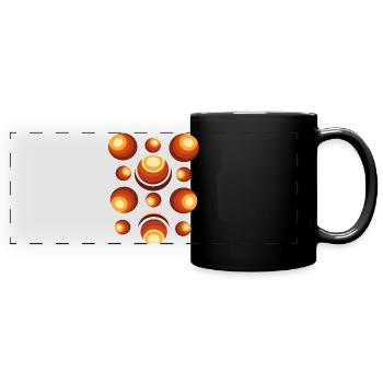 Retro Kreismuster 70er Jahre Halbmond - Panorama-Tasse farbig - Schwarz - Vorne