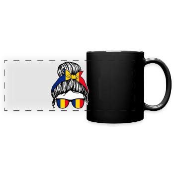 Rumäne Rumänisches Rumänien - Panorama-Tasse farbig - Schwarz - Vorne