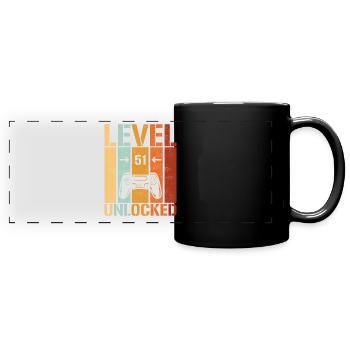 51st Birthday Level 51 unlocked - Full Colour Panoramic Mug - black - Front
