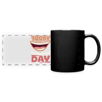 heute gehe ich zum Zahnarzt - Panorama-Tasse farbig - Schwarz - Vorne