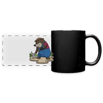 Maulwurf Landwirt Spitzhacke Bauernhof - Panorama-Tasse farbig - Schwarz - Vorne