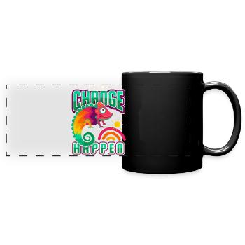 Caméléon, dicton drôle, dicton motivant - Mug panoramique uni - noir - Devant