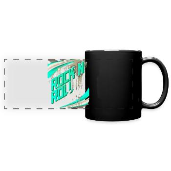 RockNRoll Typografie, Grunge-Design Poster - Panorama-Tasse farbig - Schwarz - Vorne