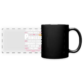Once upon a time there was a princess. January 1988 Birth - Full Colour Panoramic Mug - black - Front