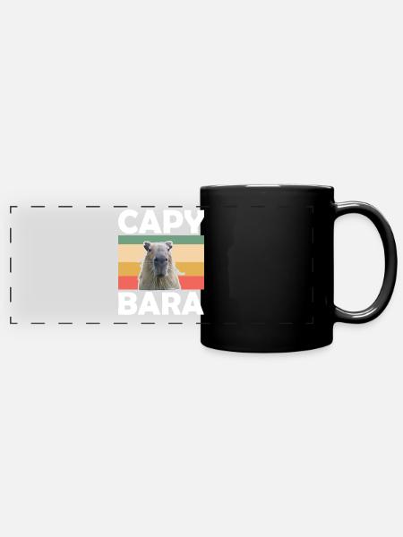 Retro Capybara Wasserschwein - Panorama-Tasse farbig - Schwarz