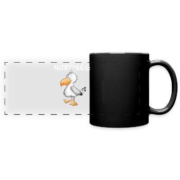 Nordsee Möwe Norden Norddeutschland - Panorama-Tasse farbig - Schwarz - Vorne