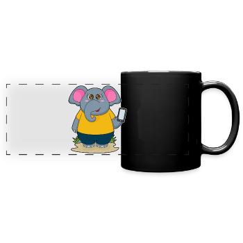 Elephant Smartphone - Full Colour Panoramic Mug - black - Front
