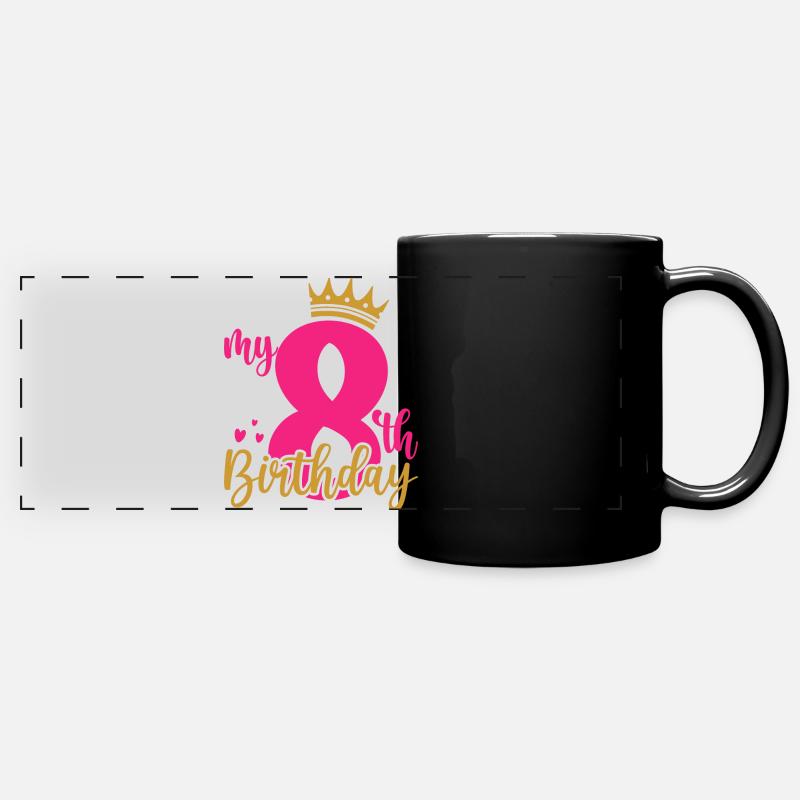 My 8th Birthday Crown - Full Colour Panoramic Mug - black