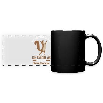 Erdmännchen - Panorama-Tasse farbig - Schwarz - Vorne