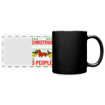 Doxie Dachshund Dackel Teckel Hund Weihnachten - Panorama-Tasse farbig - Schwarz - Vorne