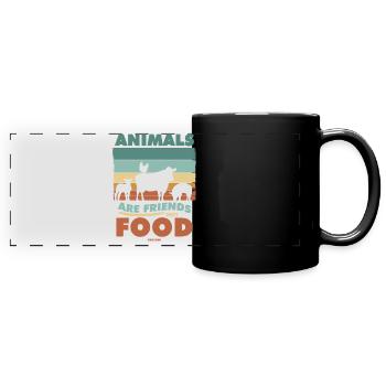 Animal rights vegan healthy food - Full Colour Panoramic Mug - black - Front