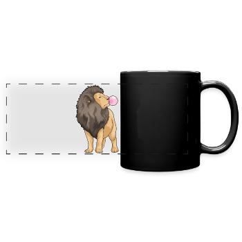 Löwe Kaugummi - Panorama-Tasse farbig - Schwarz - Vorne